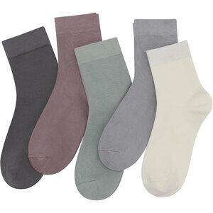 Women 5 Pairs Assorted5 Crew Thin Ankle Height Anti Odor Soft Ankle Socks